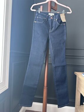 MADEWELL Women’s Dark Blue Mid-Rise Stovepipe Straight-Leg Jeans -24